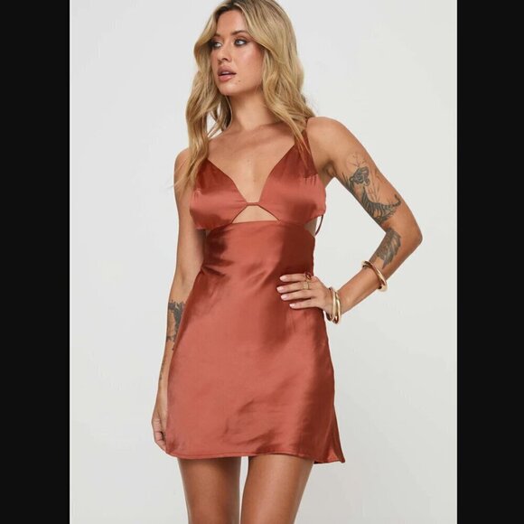 Princess Polly Alexo Rust Cut Out Strappy Mini Dress 0 - Picture 1 of 10